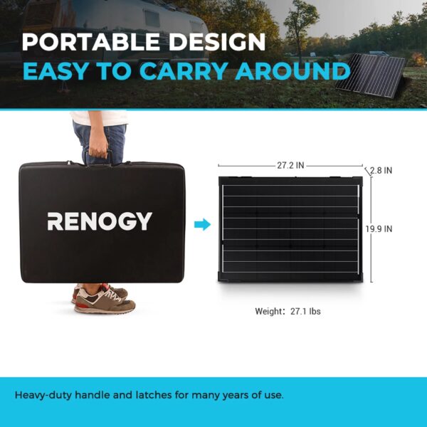 Renogy 100 Watt 12 Volt Monocrystalline Foldable 2Pcs 50W Solar Panel Suitcase with 20A Waterproof Controller