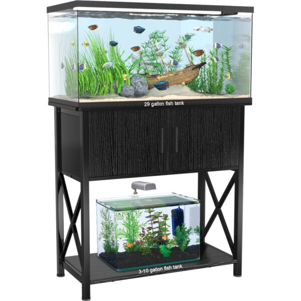 cad1d261e9df4042b499d9baeff0c238 29 Gallon Aquarium Stand Metal Fish Tank Stand with Cabinet,30.7