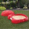 Step2 Crabbie Sandbox Red Plastic Outdoor Sandbox with Cover for Kids
