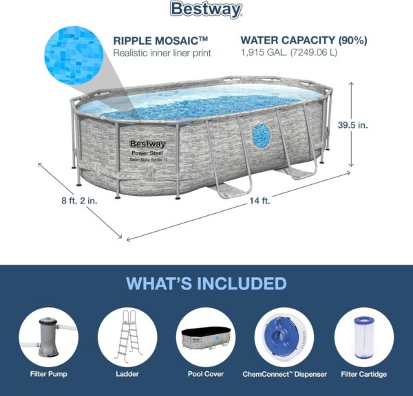 cb4d8c6e8ca748e5b6468dded8601b2d Bestway Oval Above Ground Pool Set (10' x 6'7" x 33")| Includes Filter Pump & ChemConnect Dispenser