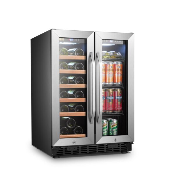 cb58bce7d78b4483b47b24b22e1286ef Lanbo - Freestanding/Built-In 23.4'' width 18 Bottle 56 Can Dual Zone Combo Wine and Beverage Cooler - Black