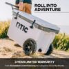 RTIC 52 QT Ultra-Light Wheeled Hard-Sided Ice Chest Cooler, White and Grey, Fits 78 Cans