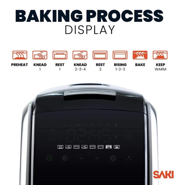 Saki 12-In-1 Programmable Bread Machine with Digital Touch Control Panel