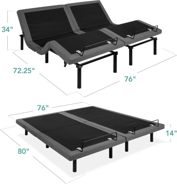 cbacfea248c7486eb1e02f16291f9b5d Best Choice Products Ergonomic Twin XL Size Adjustable Bed Frame, Electric Base w/Wireless Remote Control, Nightlight, Massager, 2 USB Ports