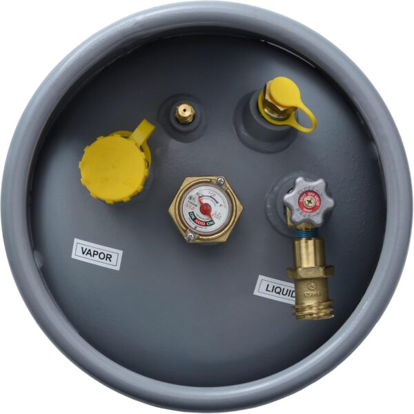 cc1b678697934c469879e7450ee0295f Steel Forklift Propane Tank Cylinder with Built-in Gauge, Gray-Flame King