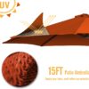 15ft Patio Umbrella with Solar Lights, Large Double Umbrella Outdoor, Rectangle 180''x106'' Umbrellas with 156 PCS LED Lights and Crank Handle for Backyard Deck Pool Shade in Black(1.9" Pole)