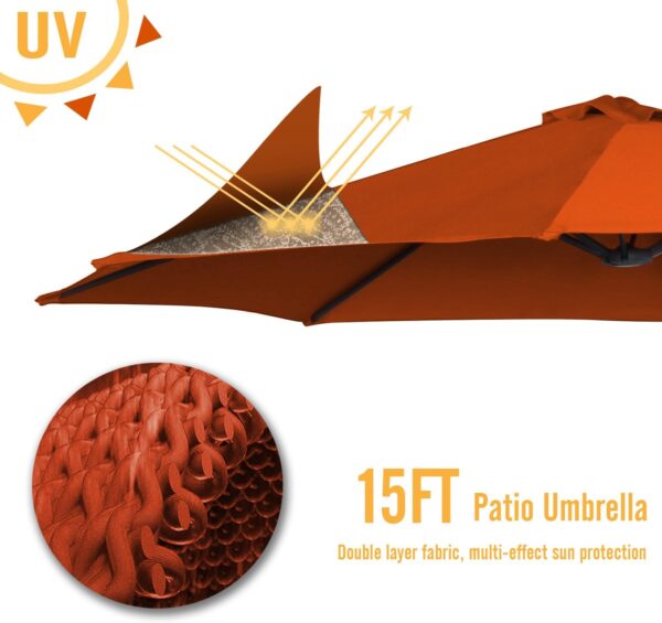 cc7a47ef51094e05a4f9618ced8ef9b0 15ft Patio Umbrella with Solar Lights, Large Double Umbrella Outdoor, Rectangle 180''x106'' Umbrellas with 156 PCS LED Lights and Crank Handle for Backyard Deck Pool Shade in Black(1.9" Pole)