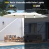 15ft Patio Umbrella with Solar Lights, Large Double Umbrella Outdoor, Rectangle 180''x106'' Umbrellas with 156 PCS LED Lights and Crank Handle for Backyard Deck Pool Shade in Black(1.9" Pole)