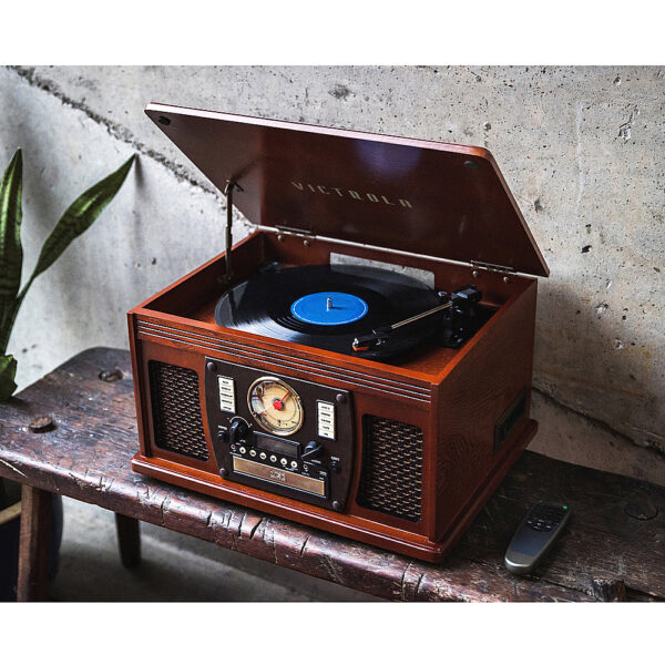 Victrola - Navigator 8-in-1 Classic Bluetooth Record Player with Turntable - Mahogany