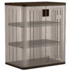 Suncast 2-Shelf Resin Base Cabinet, Platinum Metallic