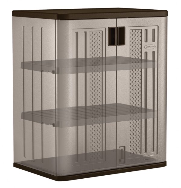 Suncast 2-Shelf Resin Base Cabinet, Platinum Metallic