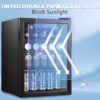 Mini Fridge 130 Can Beverage Refrigerator Cooler, 3.2 Cu.Ft Drink Fridge for Soda Wine Beer, Adjustable Temperature Control for Home Office, Black