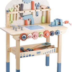 Children's tool table toys game workbench wooden tool table workshop workbench with tool set wooden construction workbench toys