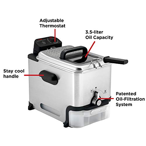 ce5c9bea90a2453780b26bb9a4bf14fc T-Fal Ultimate Steel Deep Fryer with Basket 3.5 Liter Oil and 2.6 Pound Food Capacity