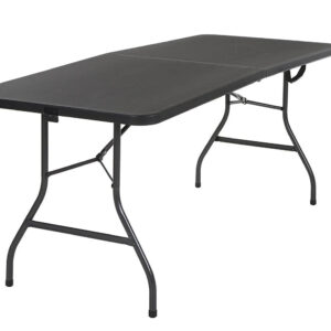 COSCO Deluxe 6 foot x 30 inch Fold-in-Half Blow Molded Folding Table, Black
