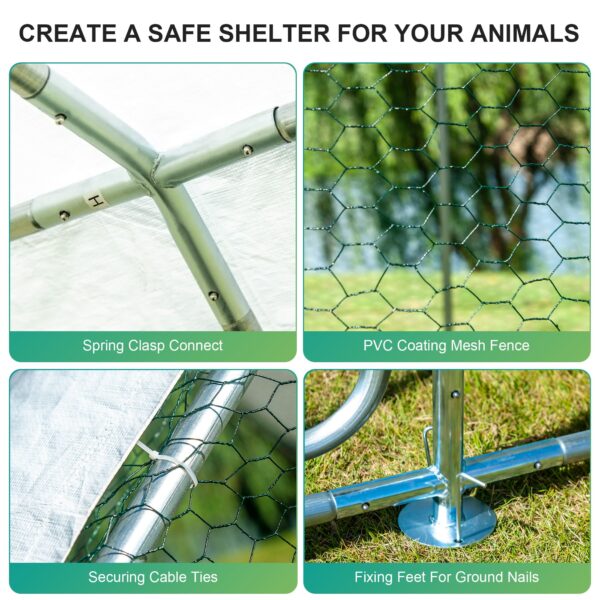 cf6f2ad966c940bdbe682c48ec0ef8d7 Large Metal Chicken Coop for 16 Chickens Walk-in Poultry Cage Hen Run House Rabbits Habitat Cage Spire Shaped Coop with Anti-Ultraviolet and Waterproof Cover for Outdoor Backyard Farm Use