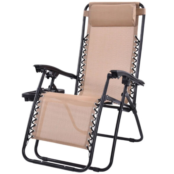 cfc330471e7349bab3232bca52c24a33 Resenkos Outdoor Folding Zero Gravity Reclining Lounge Chair with Utility Tray-Beige, Zero Gravity Lawn Lounge Chairs with Cup Holder, Reclining Folding Outdoor Chairs for Deck, Beach, Yard