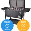 80 Quart Rattan Rolling Cooler Cart, Portable Wicker Cooler Trolley, Backyard Party Drink Beverage Bar