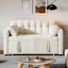 3-in-1 Convertible Sofa Bed, 55" Sleeper Sofa with Pull-Out Bed, Cat-Scratch-Proof Fabric Futon Couch with Adjustable Backrest and Side Pocket, Loveseat for Living Room Apartment, Grey