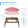 Best Choice Products Kids 3-in-1 Outdoor Convertible Activity Sand & Water Picnic Table w/ Umbrella - Walnut/Red