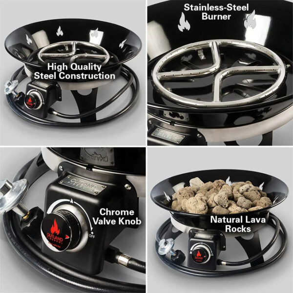 d14929cb922e4fcfb075016855ae5c8a Portable Propane Fire Pit, 21-inch, 58,000 BTU with Fire Pit Cover & Carry Kit, Smokeless Gas Firebowl