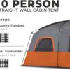 CORE Straight Wall Cabin Tents | 10 Person / 11 Person / 12 Person Large Multi Room Family Tents for Car Camping & Outdoor Adventures