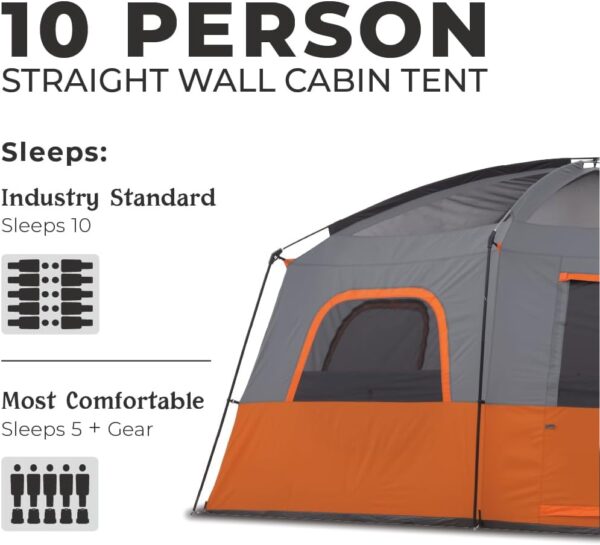 d184d36f1bd149b9a177b3305f294b68 CORE Straight Wall Cabin Tents | 10 Person / 11 Person / 12 Person Large Multi Room Family Tents for Car Camping & Outdoor Adventures