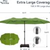 15ft Patio Umbrella Double-Sided Outdoor Market Extra Large Umbrella with Crank, Umbrella Base Included (Dark Red)