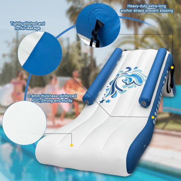 d1e123619eea474da3f441fa01aa32fe Pontoon Waterfall Slide, Inflatable Pontoon Boat Water Slide for Kids Backyard Pool Sea, Electric Air Pump & Storage Bag