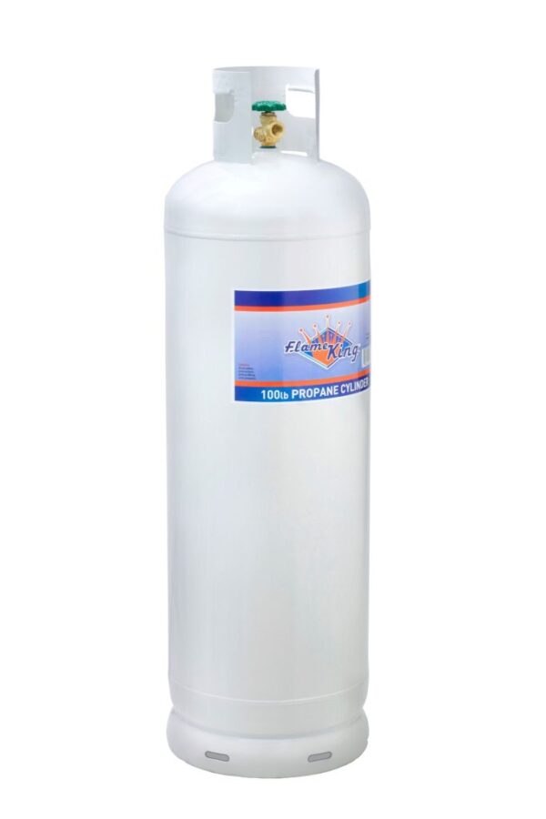 d24adcba795c40f9bf8913a9f34676d1 Flame King 100 lb Steel Propane Cylinder with OPD Valve, DOT Approved, Rust-Resistant, for Grills & Heaters