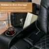Power Home Theater Seating Set of 3, Brown Faux Leather Electric Recliner Chair with Powered Headrest, Dual Motors Movie Reclining Chairs with LED Lights,USB Port,Cup Holders, Hidden Arm Storage