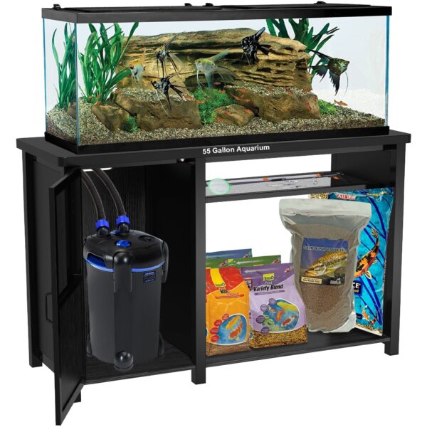 d260ceaacd274a3790c4cf228d8a0ff3 55-75 Gallon Fish Tank Stand Heavy Duty Metal Aquarium Stand with Cabinet,52