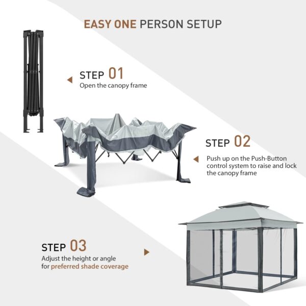EAGLE PEAK Gazebo 121 11'x 11' Straight Leg Pop-Up Canopy(Gray)