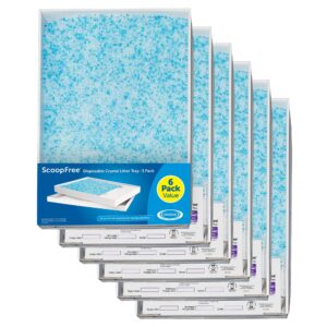 ScoopFree Complete Replacement Blue Crystal Litter Tray�� 6-Pack Easy Cleanup with Disposable Tray Includes Leak Protection and Low Tracking Litter