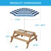 Best Choice Products Kids 3-in-1 Outdoor Convertible Activity Sand & Water Picnic Table w/ Umbrella - Navy