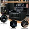 Power Home Theater Seating Set of 3, Brown Faux Leather Electric Recliner Chair with Powered Headrest, Dual Motors Movie Reclining Chairs with LED Lights,USB Port,Cup Holders, Hidden Arm Storage