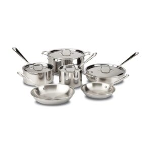All-Clad D3 Stainless 3-ply Bonded Cookware Set, 10 piece Set