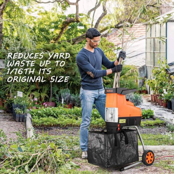 Wood Chipper, 15-Amp Garden Shredder, 60L Collection Bag - Tkws01a