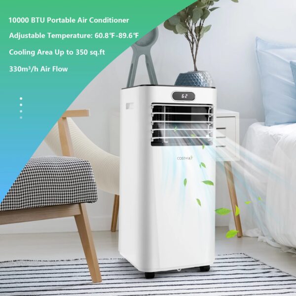 d44e29cf5db04d5d82bb2e107129052f Costway 6000 BTU (10000 BTU ASHRAE) Portable Air Conditioner w/ Remote Control 3-in-1 Air Cooler w/ Drying White