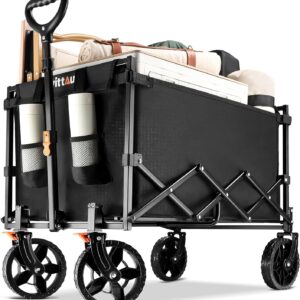 Uyittour Collapsible Wagon Cart Heavy Duty Foldable, Utility Grocery Wagon for Camping Sports Shopping