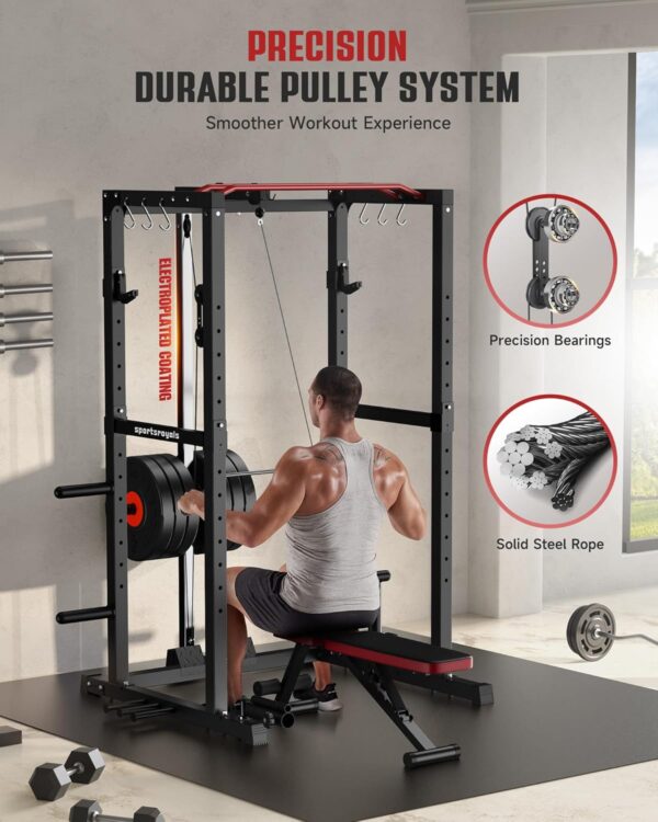 d593f59ce9c547e8969cbe0a083c76d6 Sportsroyals Power Cage,1600lbs Multi-Function Power Rack with Adjustable Cable Crossover System and More Training Attachment, Weight Cage for Home Gym