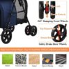 42 Double Pet Stroller for 2 Dogs & Cats,4 Wheels Dog Strollers Folding Travel Cat Stroller with Suspension System,Navy Blue