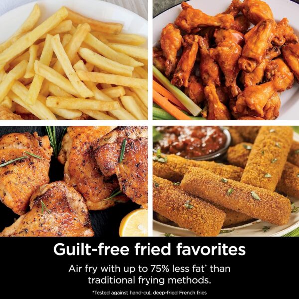 d5eed69dcd1c4afca06d275061351077 DZ401 Foodi 10 Quart 6-in-1 DualZone XL 2-Basket Air Fryer with 2 Independent Frying Baskets, Match Cook & Smart Finish to Roast, Broil, Dehydrate for Quick, Easy Family-Sized Meals, Grey