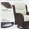 Outdoor Swivel Rocker Patio Chairs with 6-Inch Thick Cushions and Side Table, 3PCS High Back Wicker Patio Furniture Set for Porch, Balcony, Deck and Yard in Blue