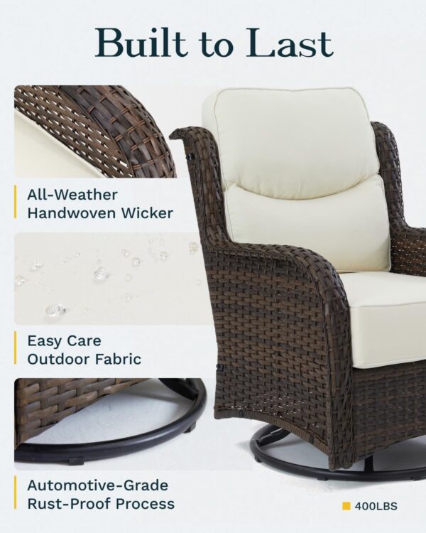d678282ba8c4455b9c121c96a28e7ecf Outdoor Swivel Rocker Patio Chairs with 6-Inch Thick Cushions and Side Table, 3PCS High Back Wicker Patio Furniture Set for Porch, Balcony, Deck and Yard in Blue