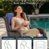 Outdoor Swivel Rocker Patio Chairs with 6-Inch Thick Cushions and Side Table, 3PCS High Back Wicker Patio Furniture Set for Porch, Balcony, Deck and Yard in Blue