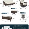 Outdoor Swivel Rocker Patio Chairs with 6-Inch Thick Cushions and Side Table, 3PCS High Back Wicker Patio Furniture Set for Porch, Balcony, Deck and Yard in Blue