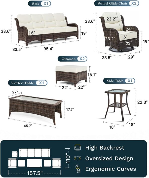 d70faf75be484c0c999d7624328dc7ab Outdoor Swivel Rocker Patio Chairs with 6-Inch Thick Cushions and Side Table, 3PCS High Back Wicker Patio Furniture Set for Porch, Balcony, Deck and Yard in Blue