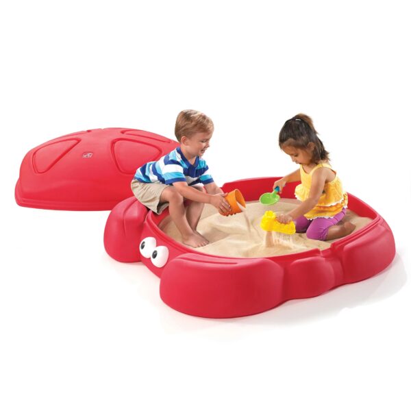 d7221b9266e54dabb67203ed9d45f58d Step2 Crabbie Sandbox Red Plastic Outdoor Sandbox with Cover for Kids