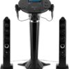 Portable WiFi Karaoke Machine for Adults – Black Pedestal with 7” Touchscreen, Built-In Speaker, Bluetooth, Recorder & 2 Wired Microphones